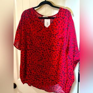 NWT Jodifl brand red and black tunic top